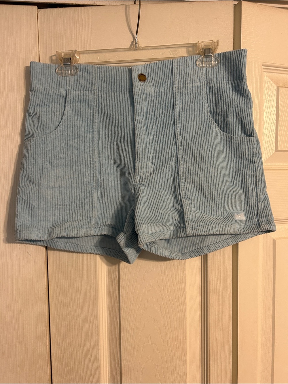 HAMMIES Size 32 Women's High-Waist Light Blue Corduroy Shorts Surfer Coastal - Picture 3 of 10